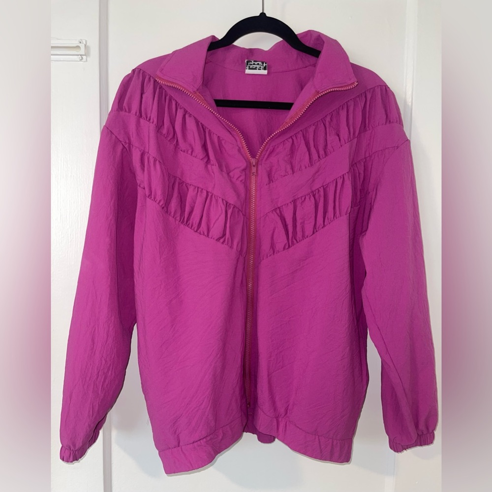 Vintage Pink Purple Teddi Sport Jacket Windbreaker Size L